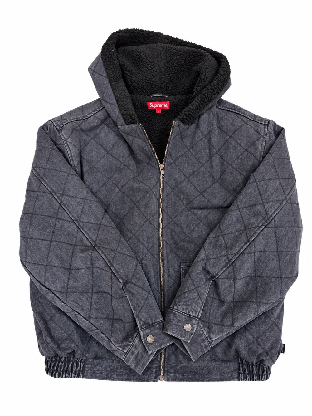 Supreme Quilted Bomber Jacket in Charcoal